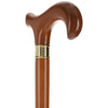 Extra Long, Super Strong Brown Derby Walking Cane With Beechwood Shaft and Brass Collar