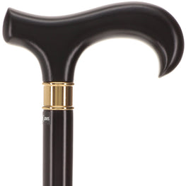Scratch and Dent Extra Long, Super Strong Black Derby Walking Cane With Beechwood Shaft and Brass Collar V2231