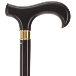 Extra Long, Super Strong Black Derby Walking Cane With Beechwood Shaft and Brass Collar