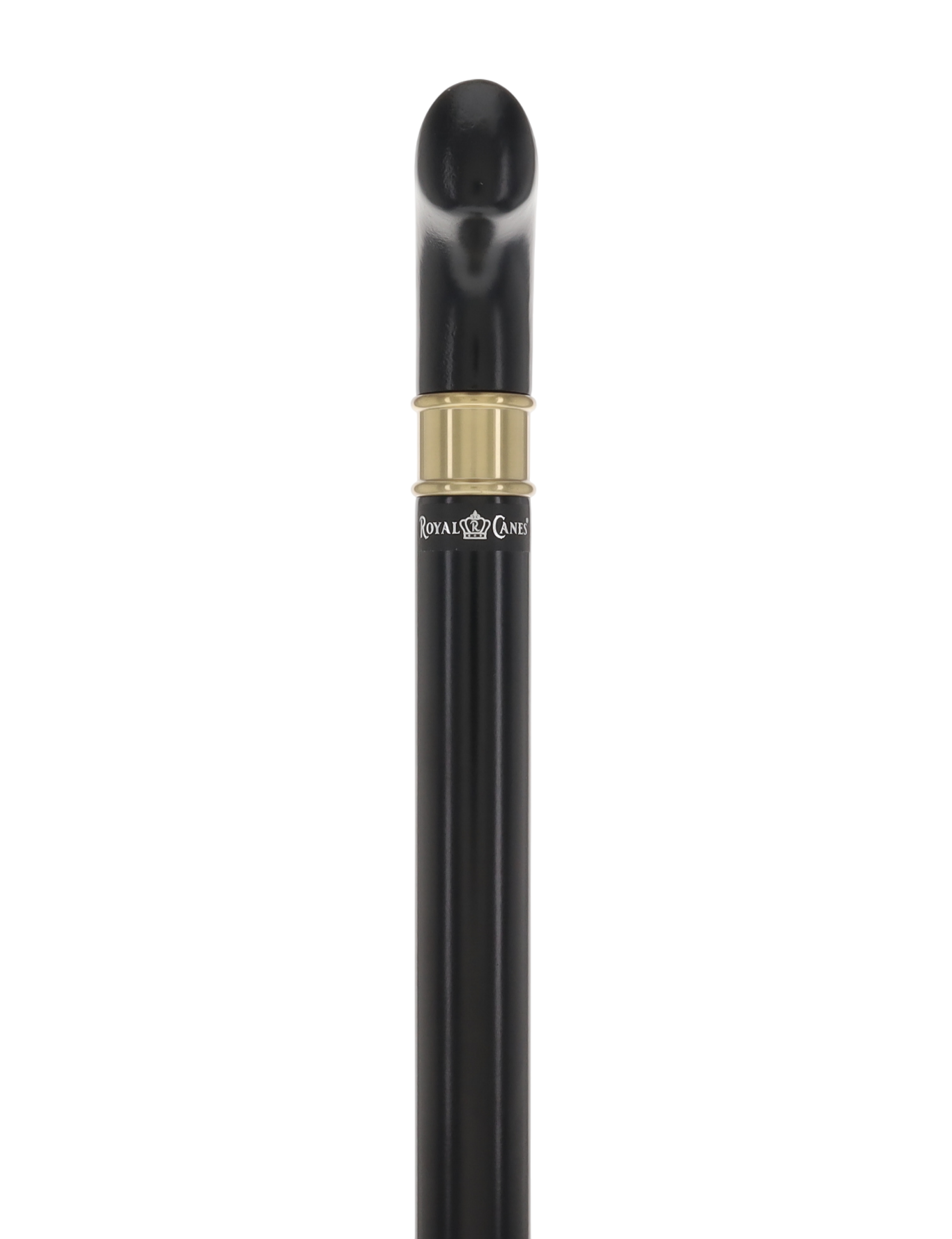 Super Strong Sleek Black Derby Cane - Beechwood & Brass