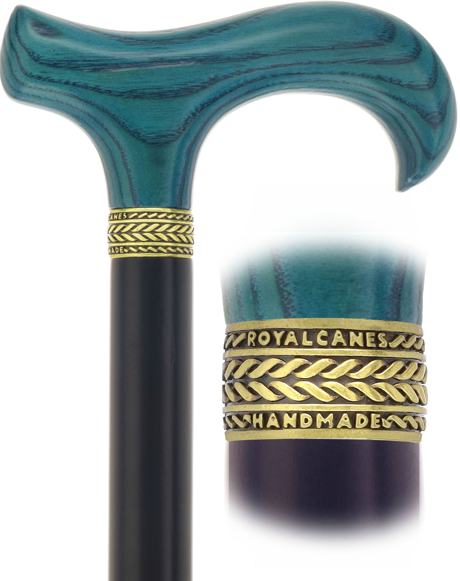 Royal Canes Standard Size Classic Derby: Wood-Stained, Pewter Collar, 6 Color Options