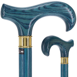Extra Strong Blue Denim Derby Cane: Ash Wood, Brass