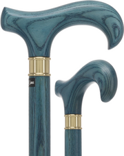 Blue Denim Derby Cane: Ash Wood, Brass