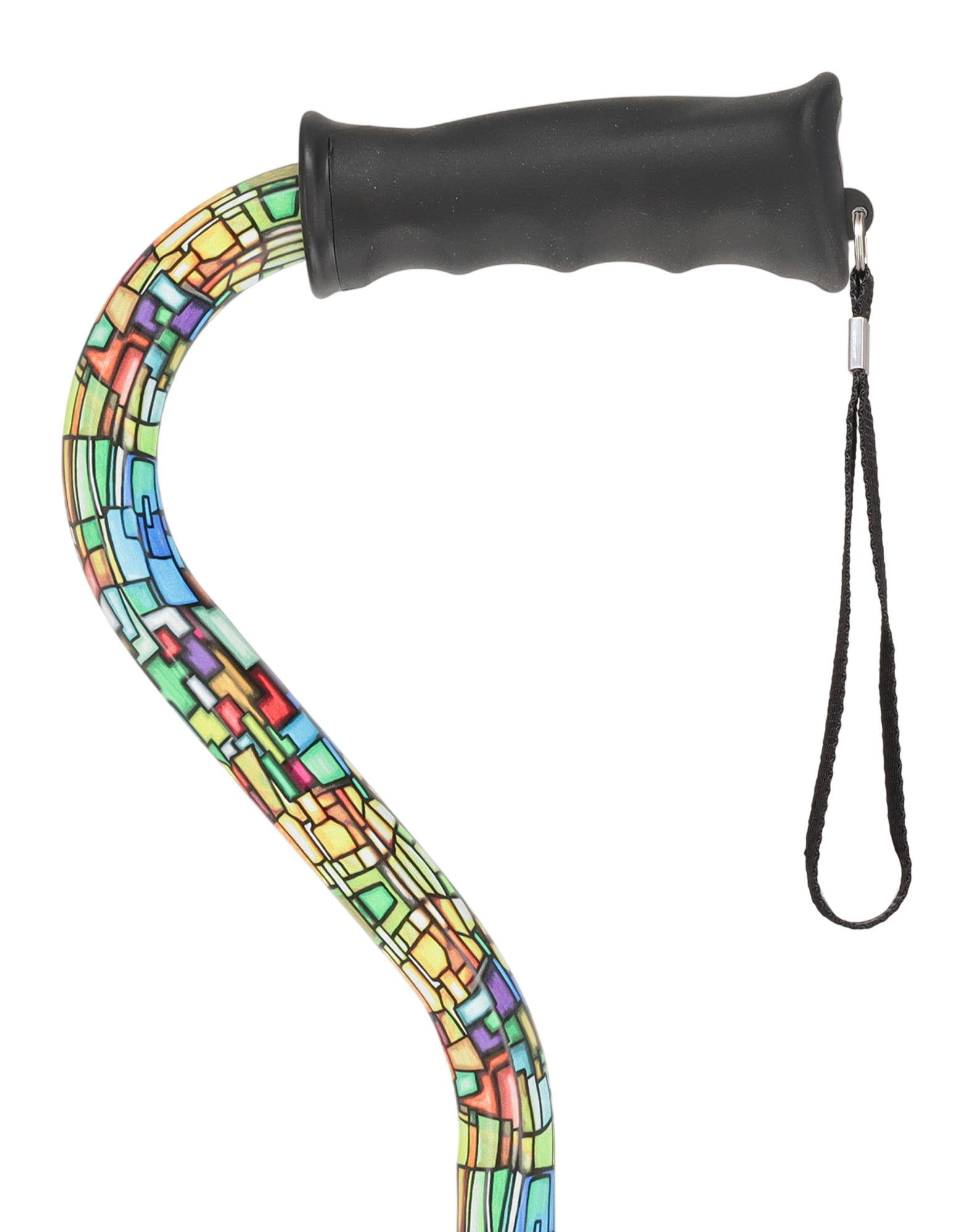 Mosaic Stained: Supportive Quad Base Cane - Comfort Grip