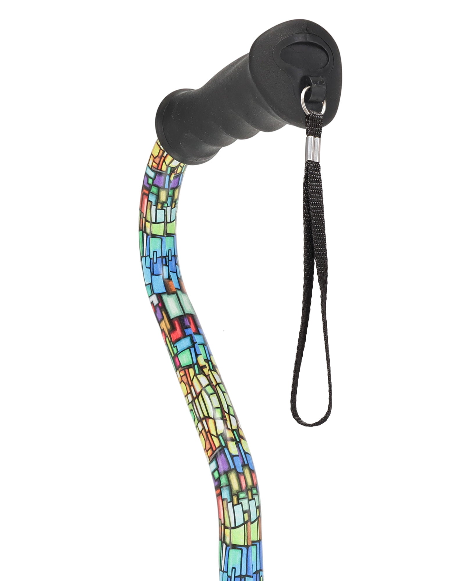 Mosaic Stained: Supportive Quad Base Cane - Comfort Grip