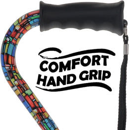 Mosaic Stained Designer Cane: Adjustable, Comfort Grip Offset