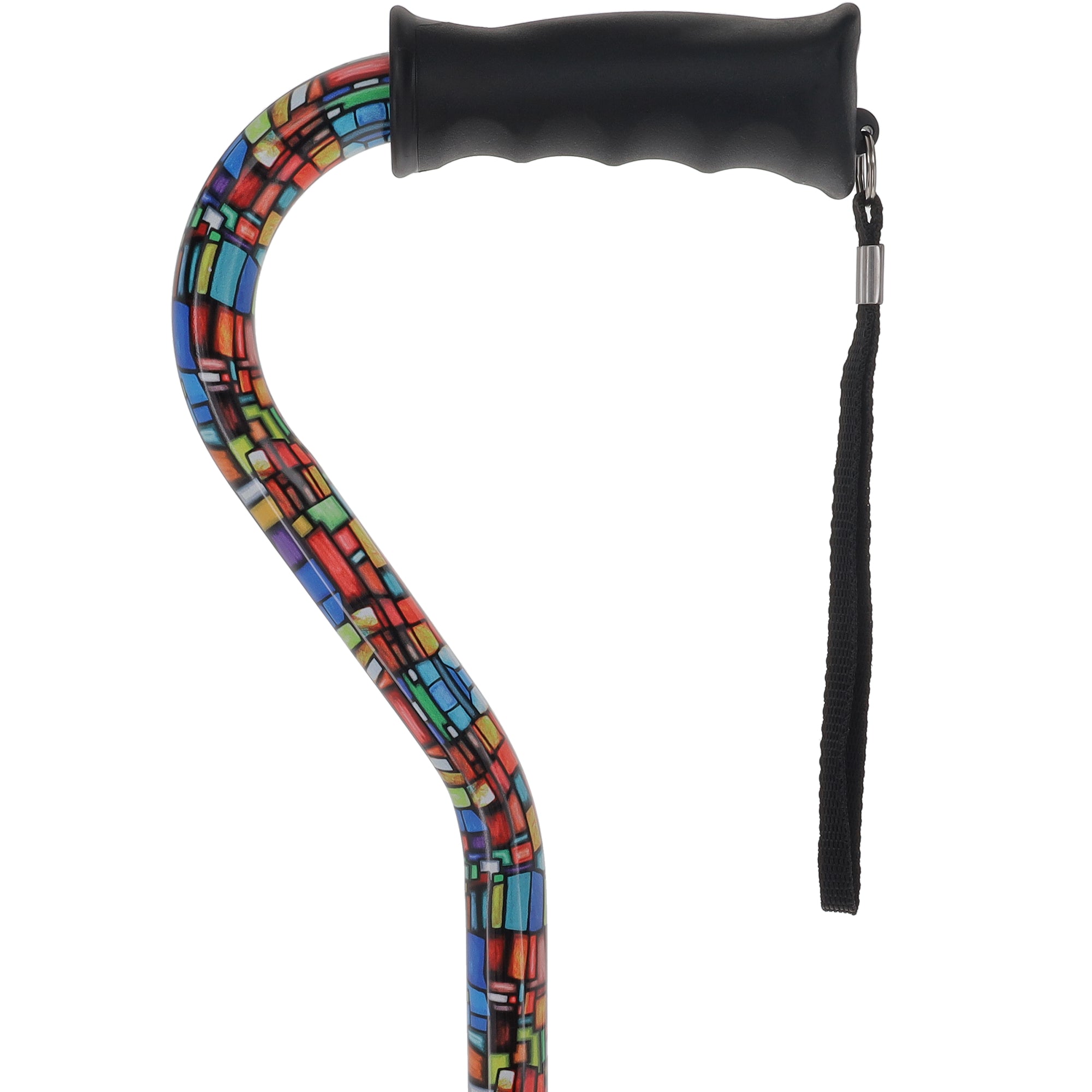 Mosaic Stained Designer Cane: Adjustable, Comfort Grip Offset
