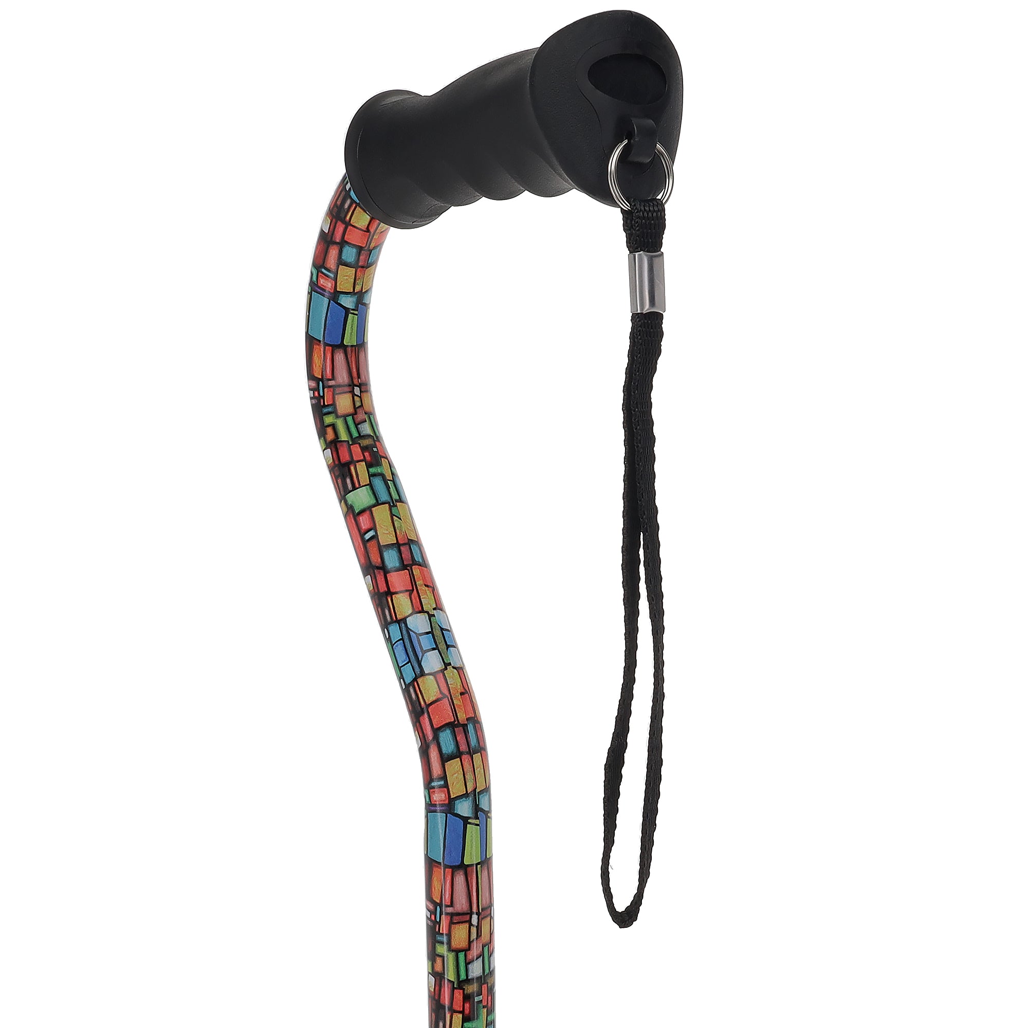 Mosaic Stained Designer Cane: Adjustable, Comfort Grip Offset