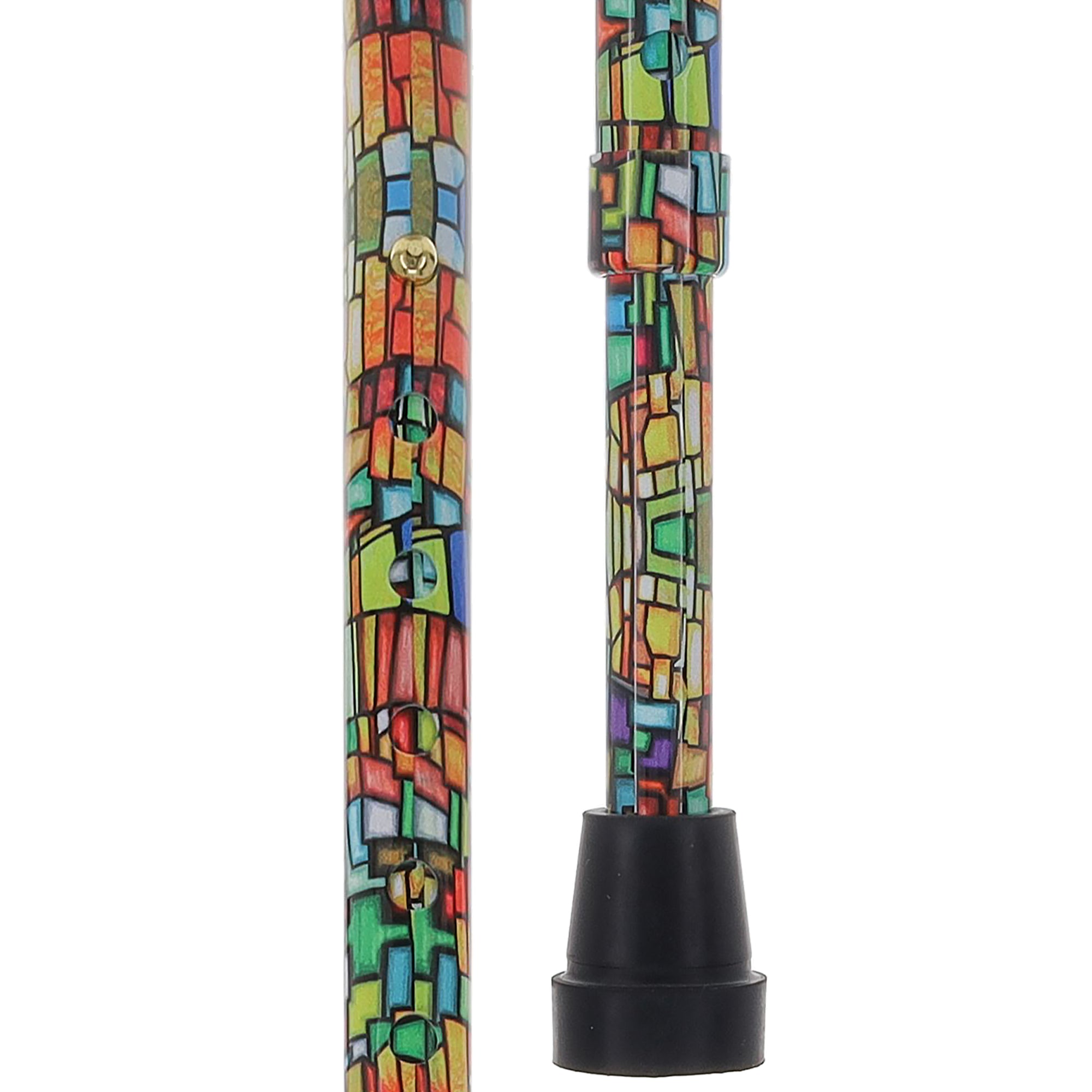 Mosaic Stained Designer Cane: Adjustable, Comfort Grip Offset