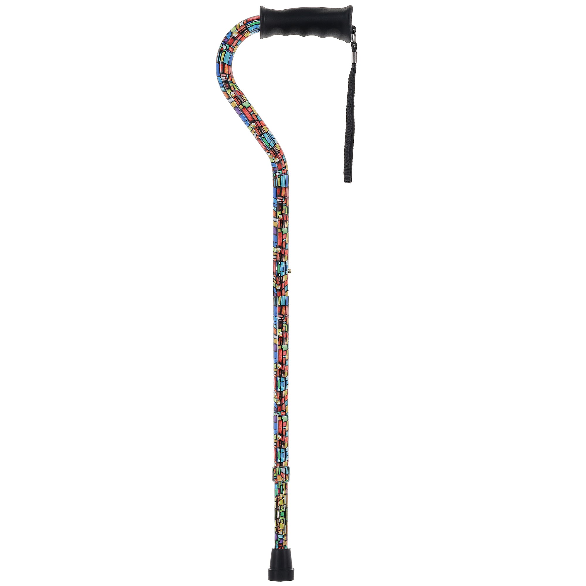 Mosaic Stained Designer Cane: Adjustable, Comfort Grip Offset