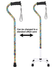 Mosaic Stained: Supportive Quad Base Cane - Comfort Grip