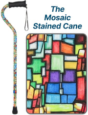 Mosaic Stained Designer Cane: Adjustable, Comfort Grip Offset