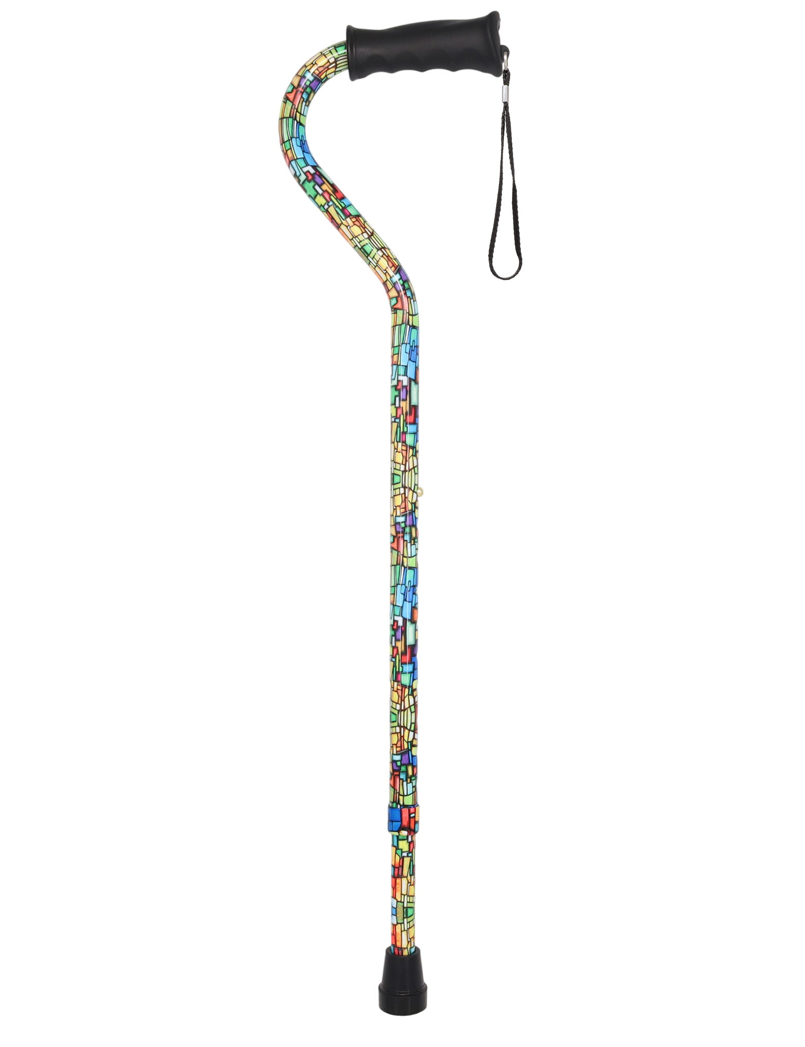 Mosaic Stained: Supportive Quad Base Cane - Comfort Grip