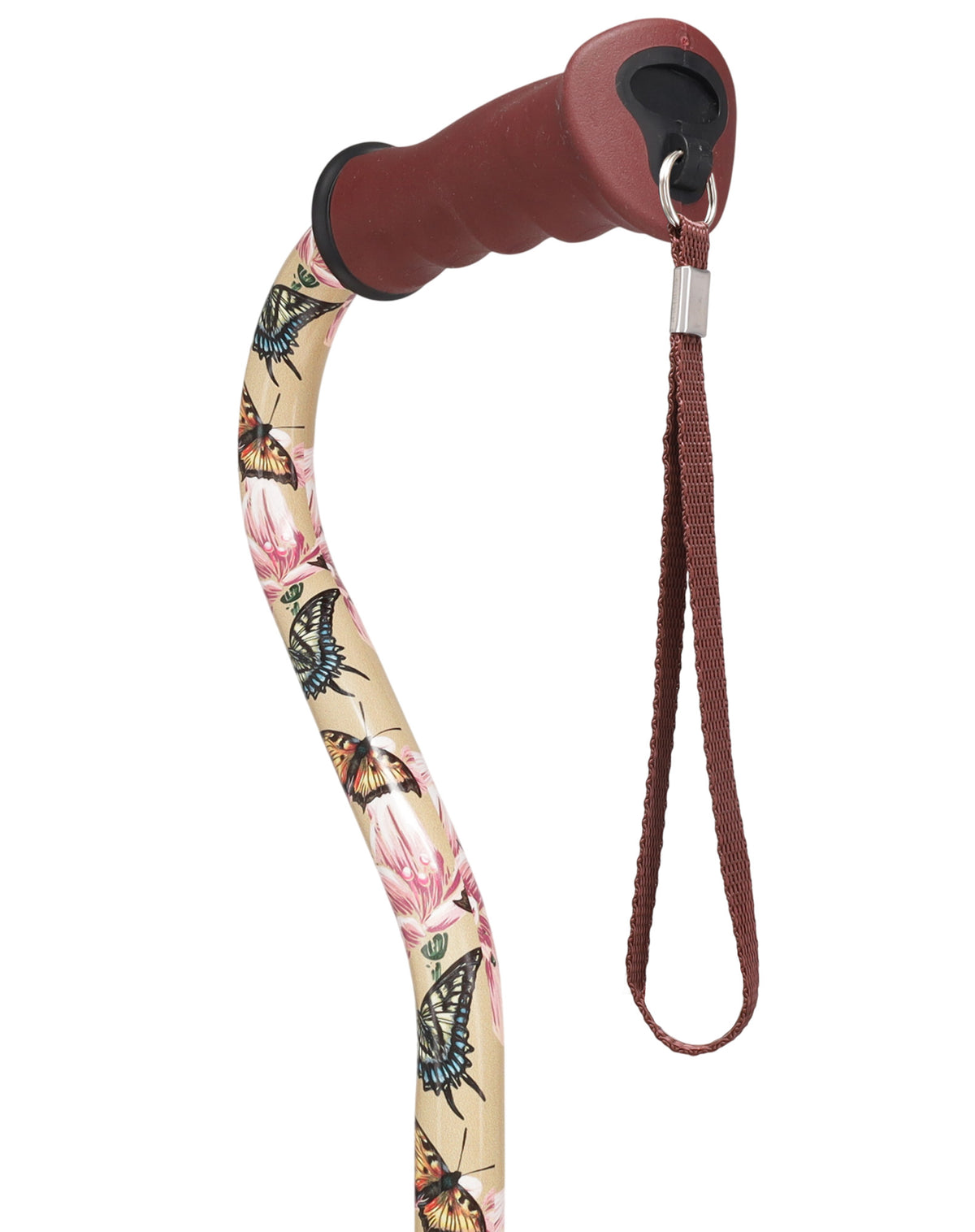 Lily and Butterfly Aluminum Convertible Quad Walking Cane with Comfort Grip - Adjustable Shaft