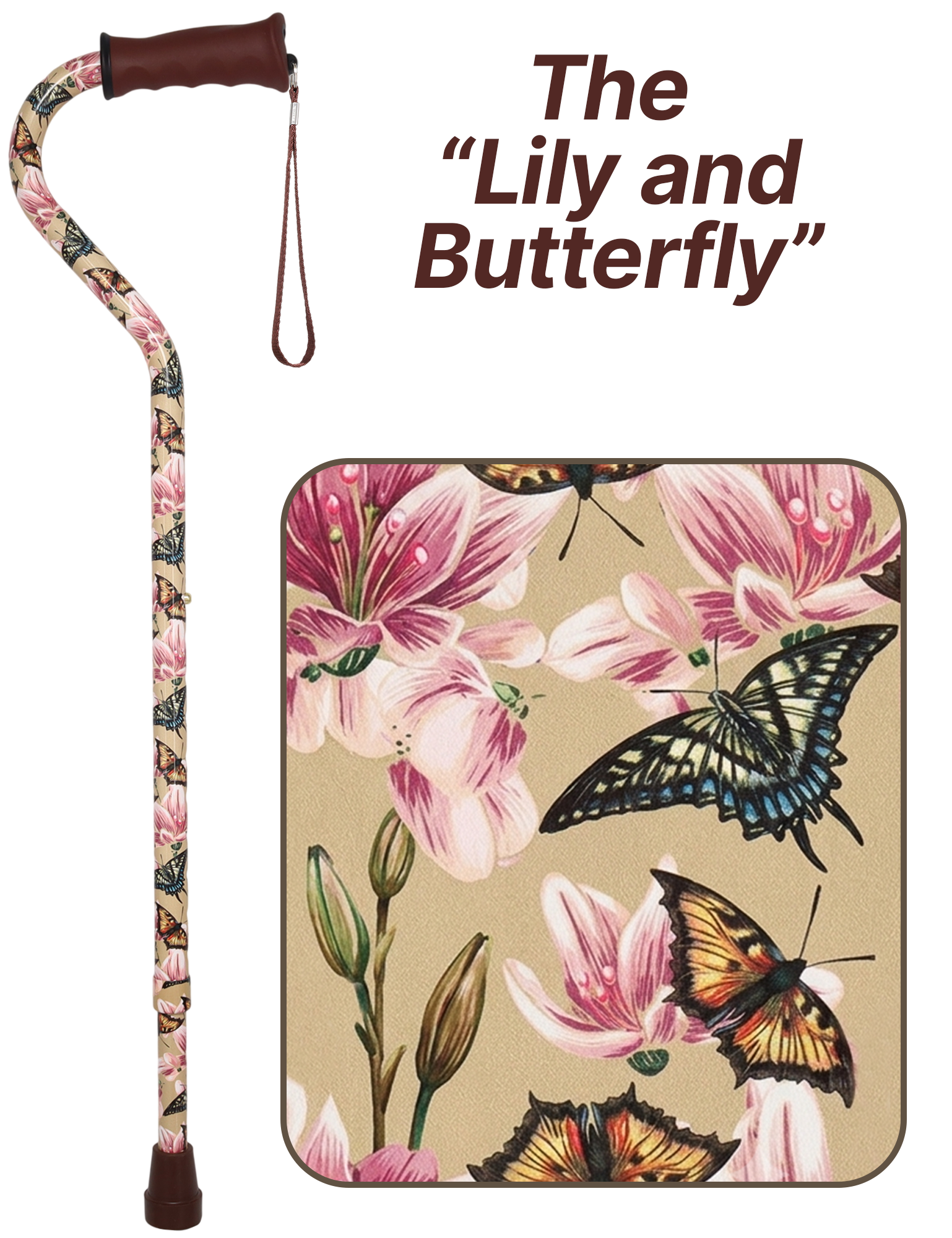 Lily & Butterfly: Adjustable Comfort Grip Offset Walking Cane