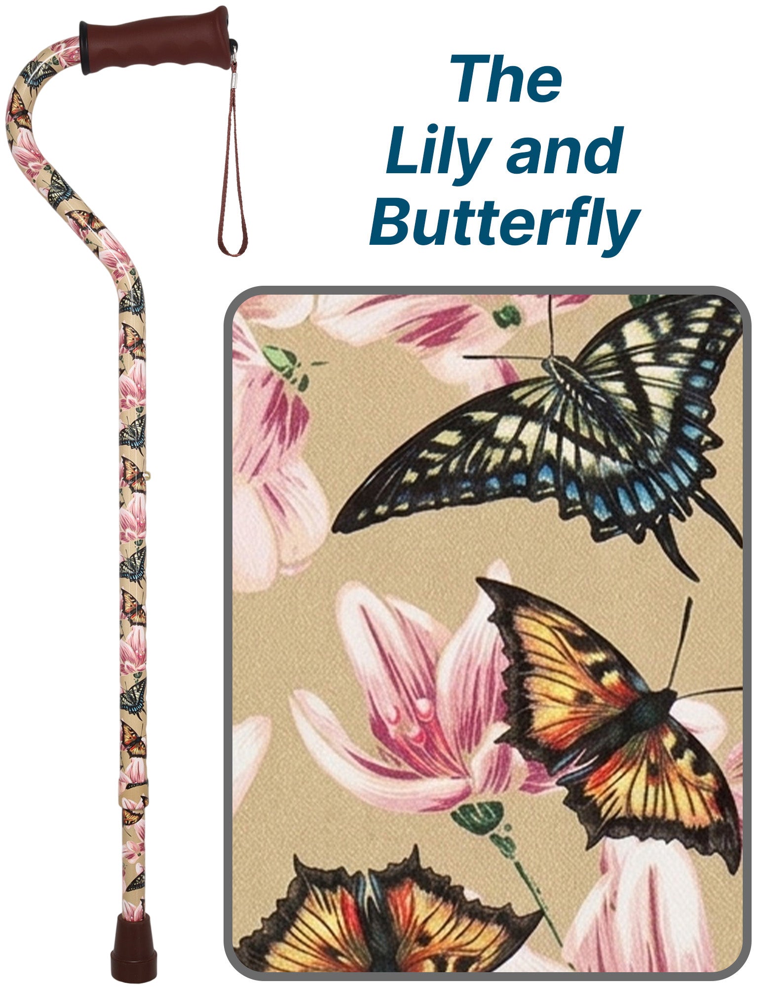 Lily & Butterfly: Adjustable Comfort Grip Offset Walking Cane