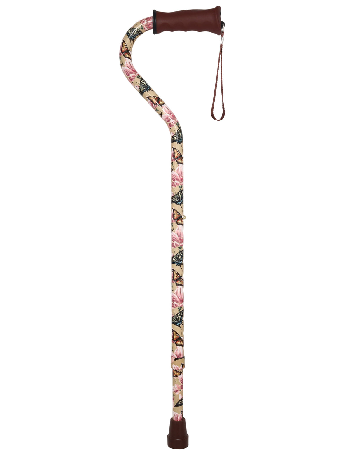 Lily and Butterfly Aluminum Convertible Quad Walking Cane with Comfort Grip - Adjustable Shaft