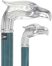 Premium Denim Blue Eagle Cane: Chrome, Patriotic Elegance