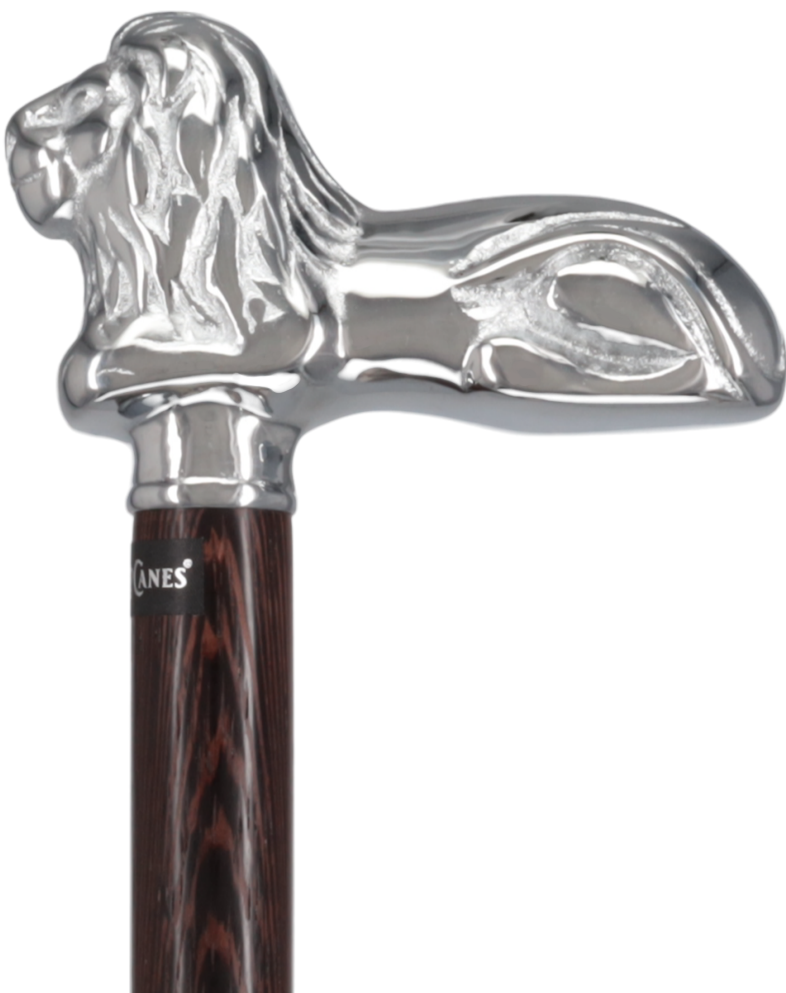 Chrome Lion Handle Walking Cane: Luxury Wenge Wood Shaft