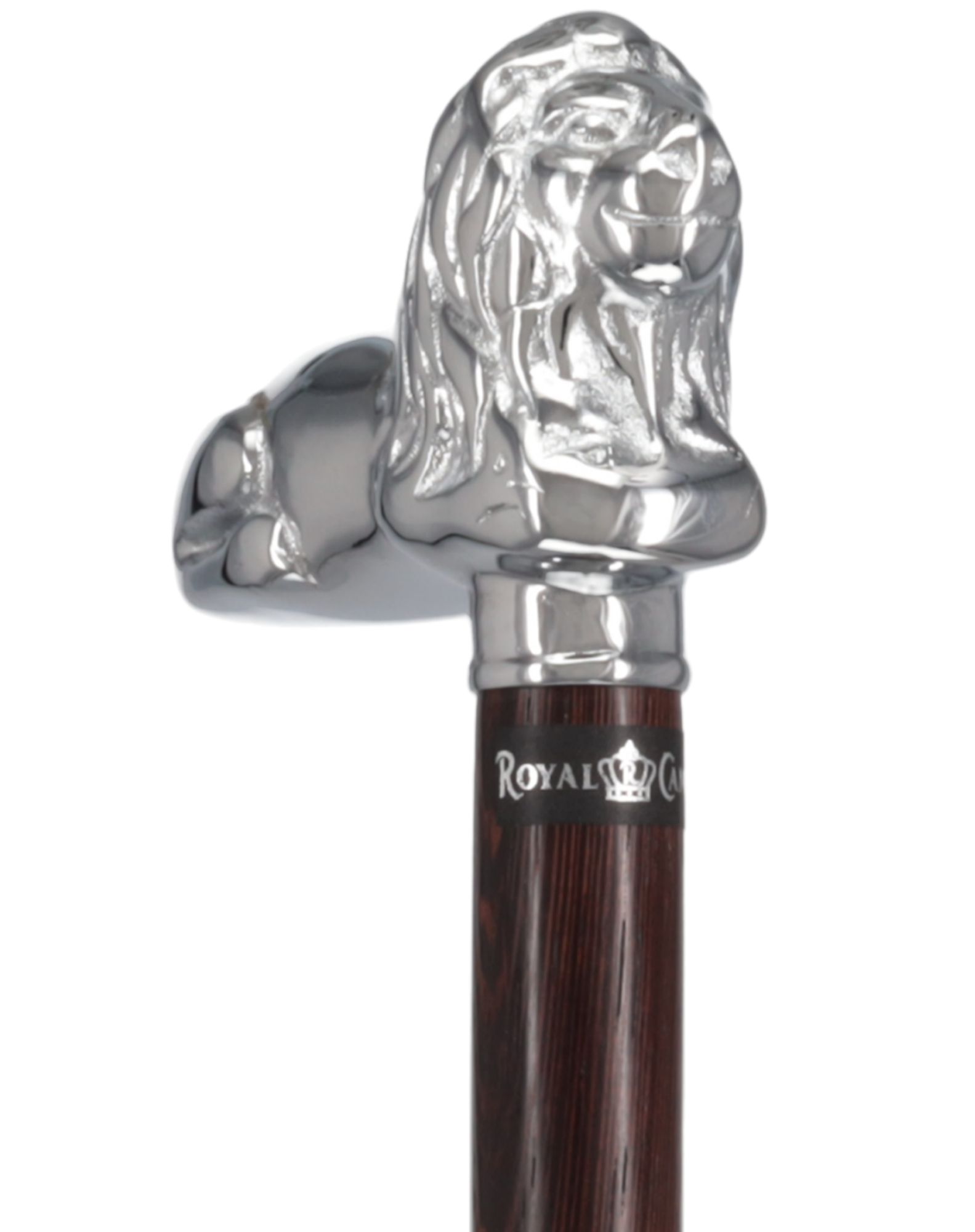 Chrome Lion Handle Walking Cane: Luxury Wenge Wood Shaft