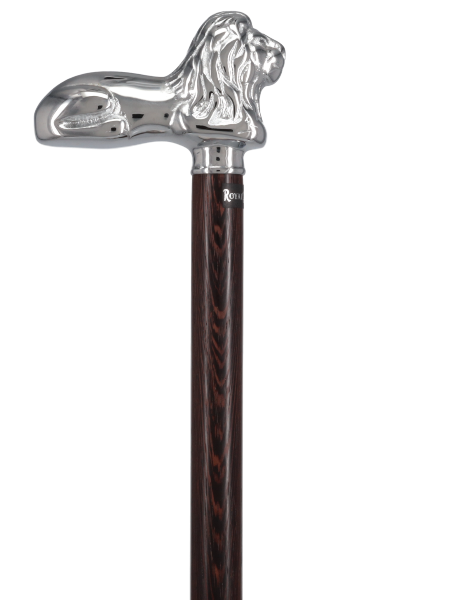 Chrome Lion Handle Walking Cane: Luxury Wenge Wood Shaft