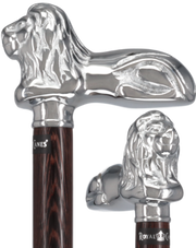 Chrome Lion Handle Walking Cane: Luxury Wenge Wood Shaft