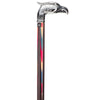 Scratch and Dent Colors Don't Run Chrome Plated Eagle Head Walking Cane With Inlaid Wenge Wood Shaft - Silver Collar V2050