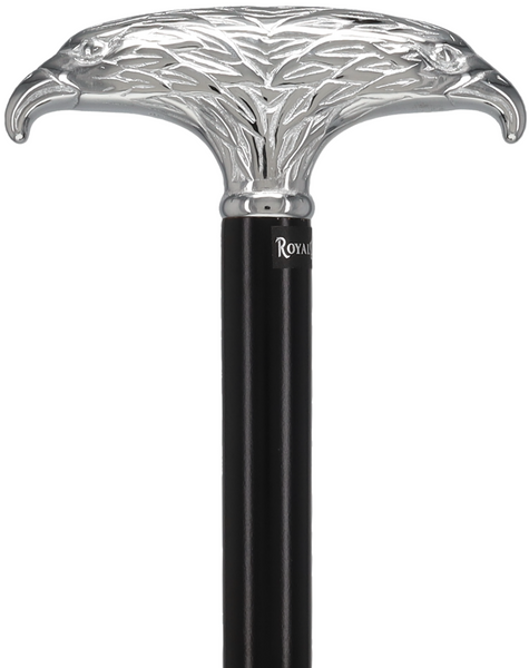 Patriotic Chrome Plated Double Eagle T-Handle Walking Cane