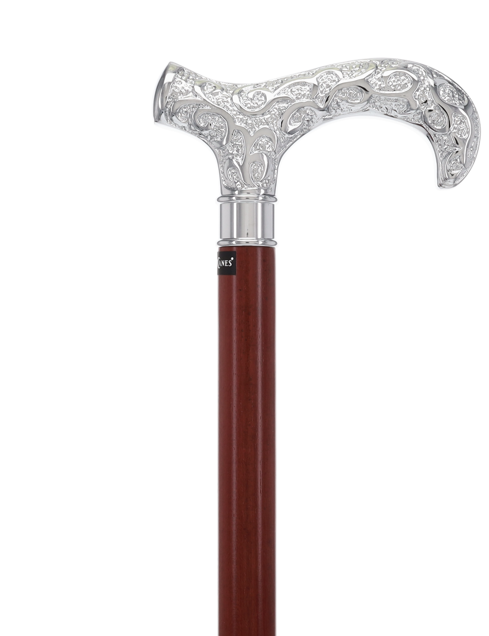 Super Strong Silver Scrollwork Derby: Luxury Silver-Plated Handle, Extra Long