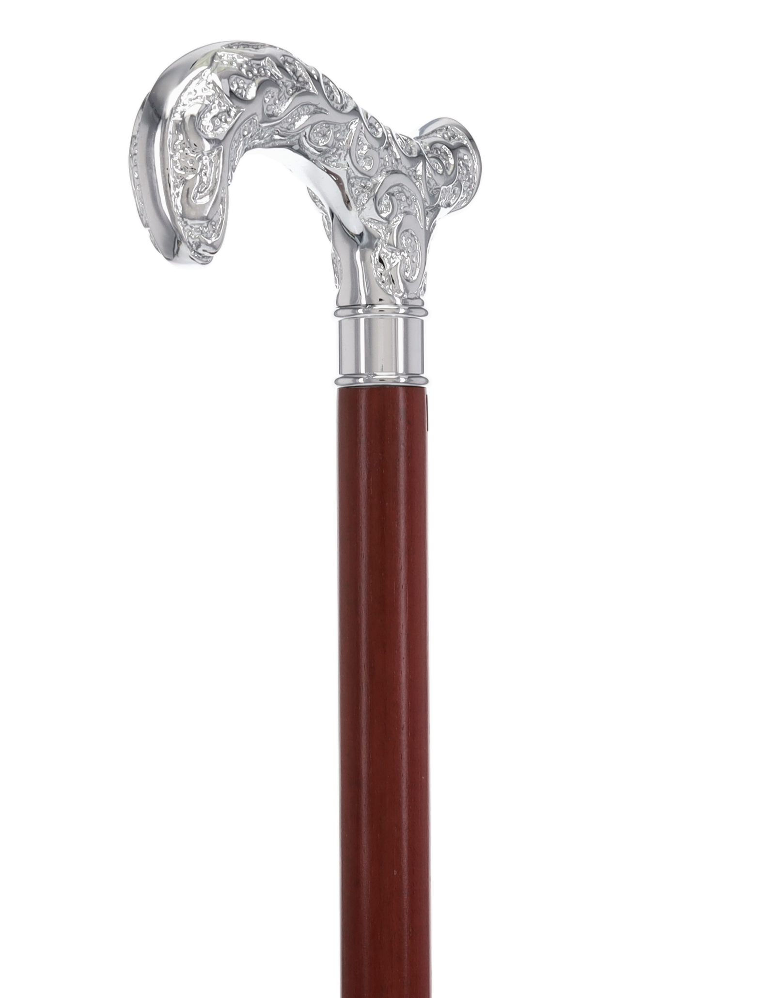 Super Strong Silver Scrollwork Derby: Luxury Silver-Plated Handle, Extra Long