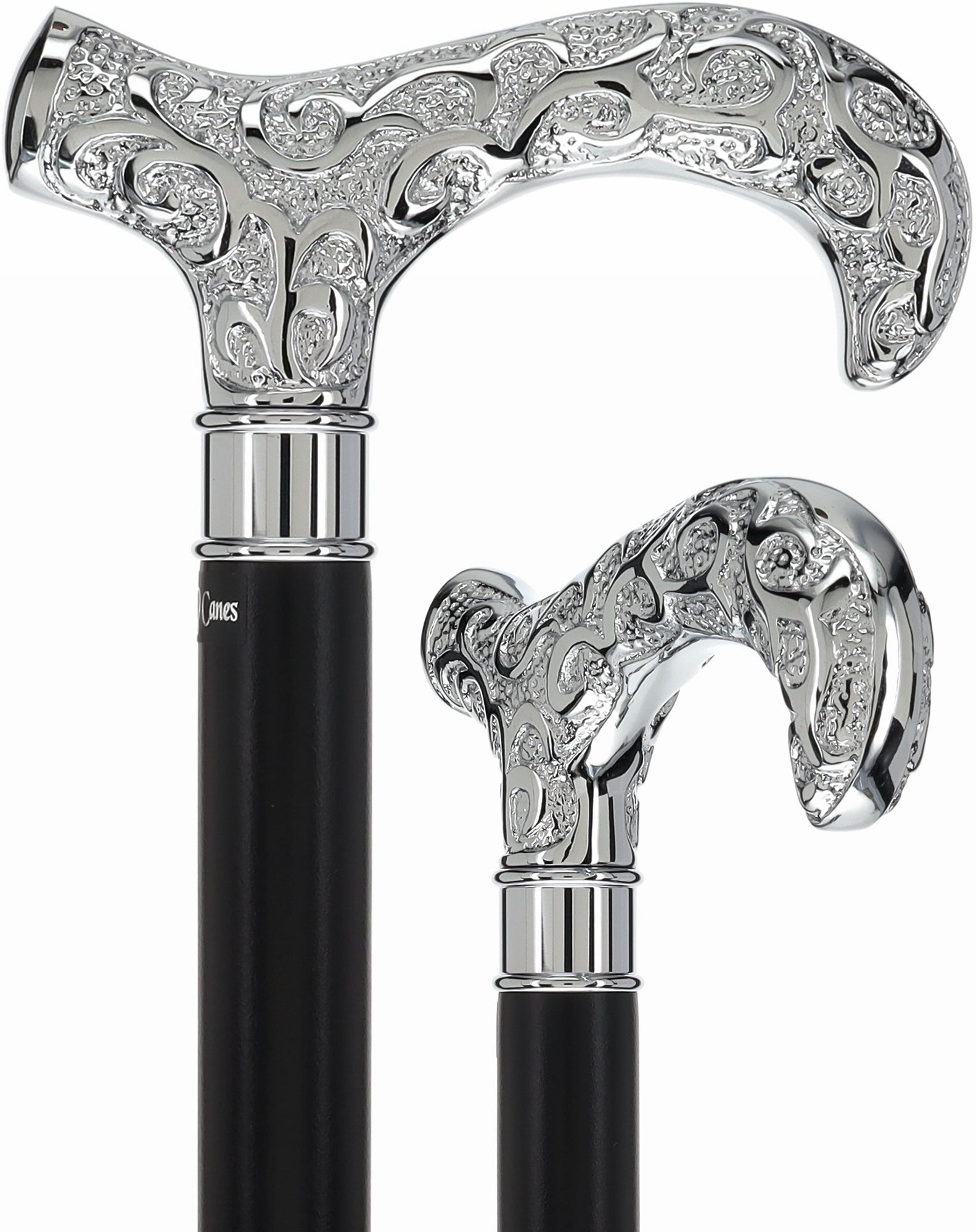 Extra Strong Silver Scroll Derby Cane: Beechwood, Silver