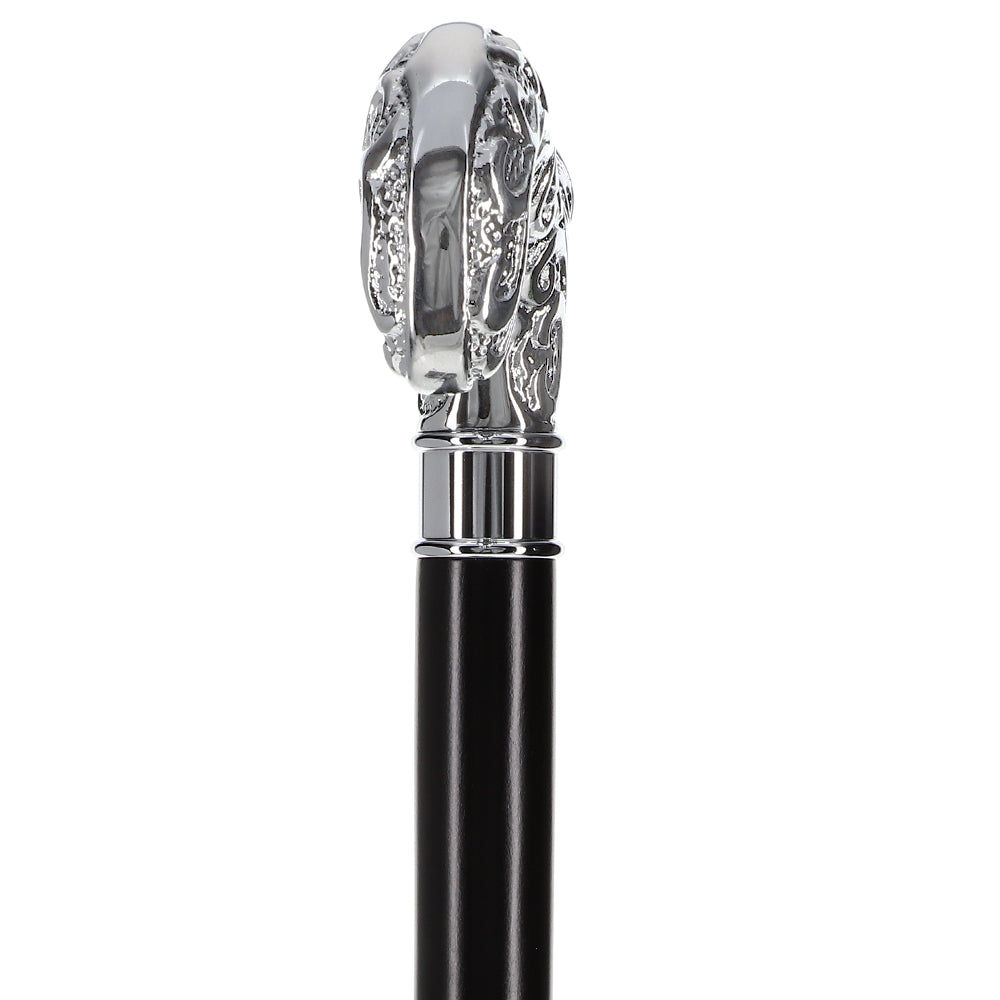 Scratch and Dent Extra Strong Silver Scroll Derby Cane: Beechwood, Silver V1247