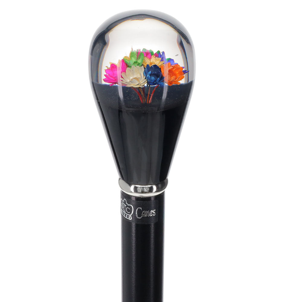 Real Dried Flower Clear Lucite Knob Stick: Beechwood Shaft