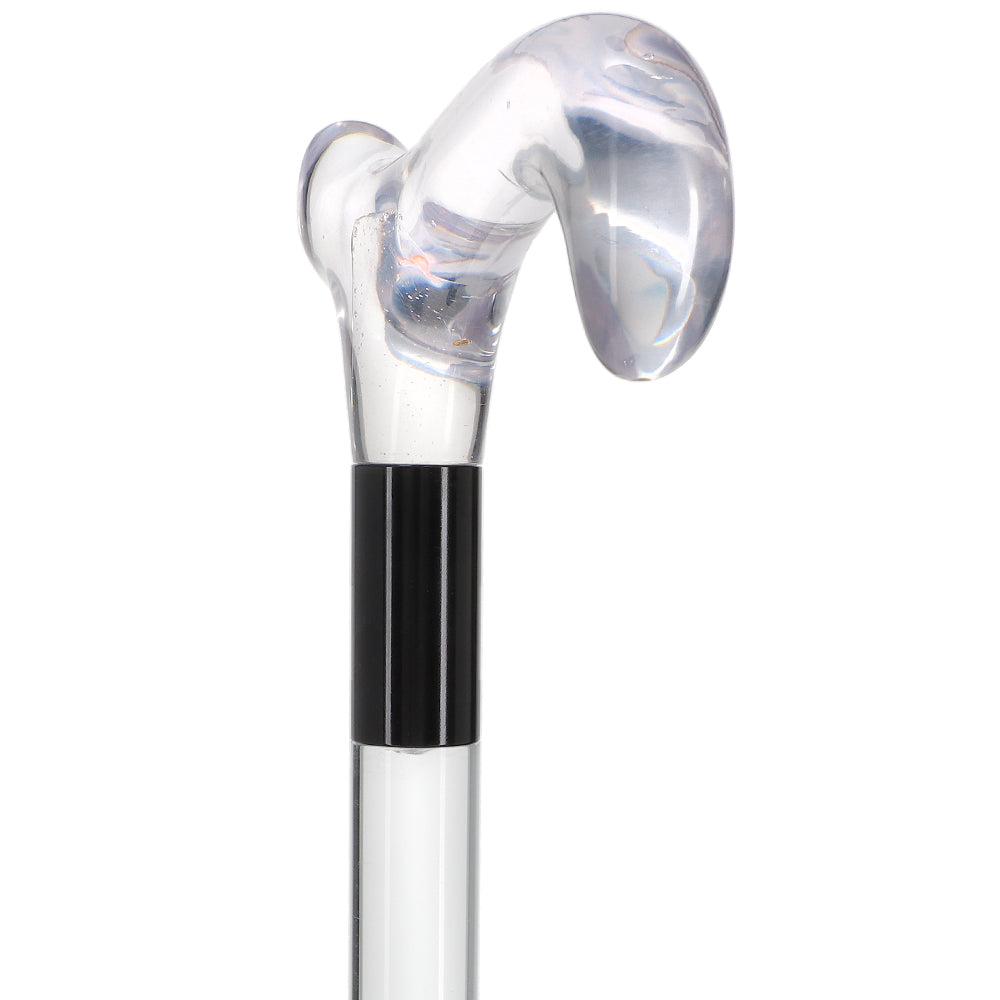 Elevate Style: Clear Lucite Cane with Customizable Collar