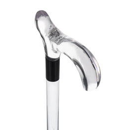Scratch and Dent Clear Lucite Derby White Bubble Handle Walking Cane with Lucite Shaft and Custom Collar V2440