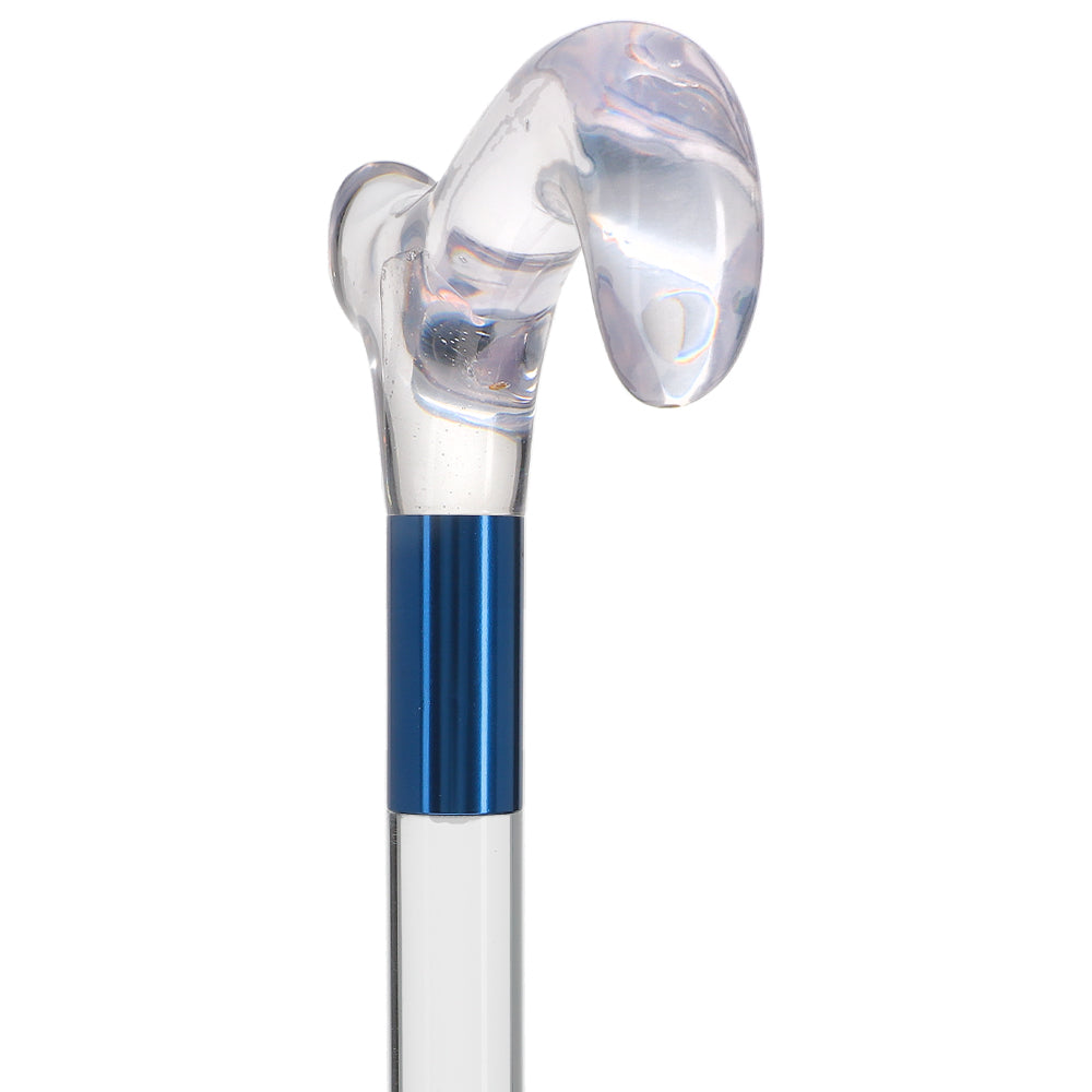 Elevate Style: Clear Lucite Cane with Customizable Collar