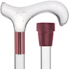 Scratch and Dent Clear Lucite Derby Handle Walking Cane with Lucite Shaft and Pink Collar V2086