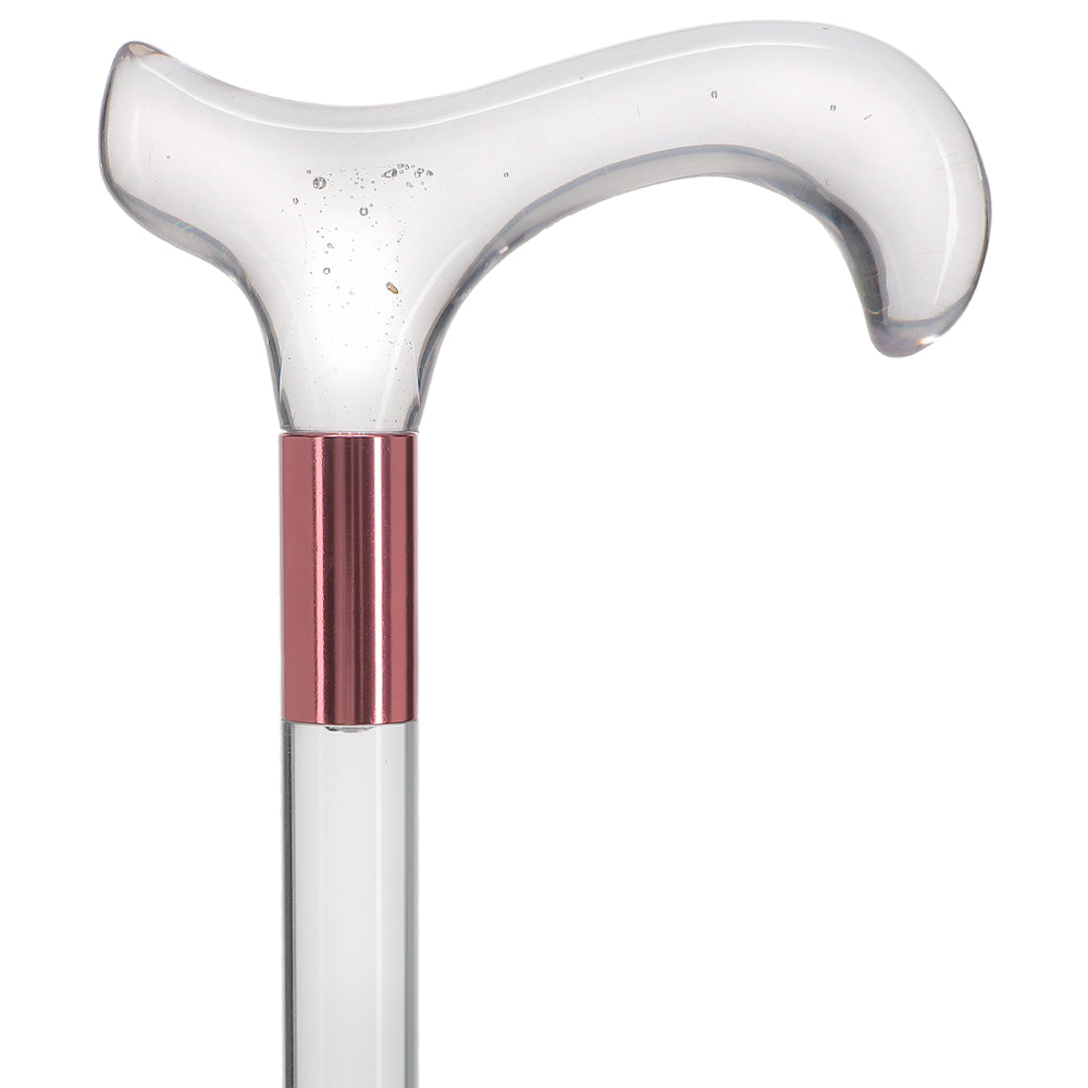Clear Lucite Derby Handle Walking Cane with Lucite Shaft and