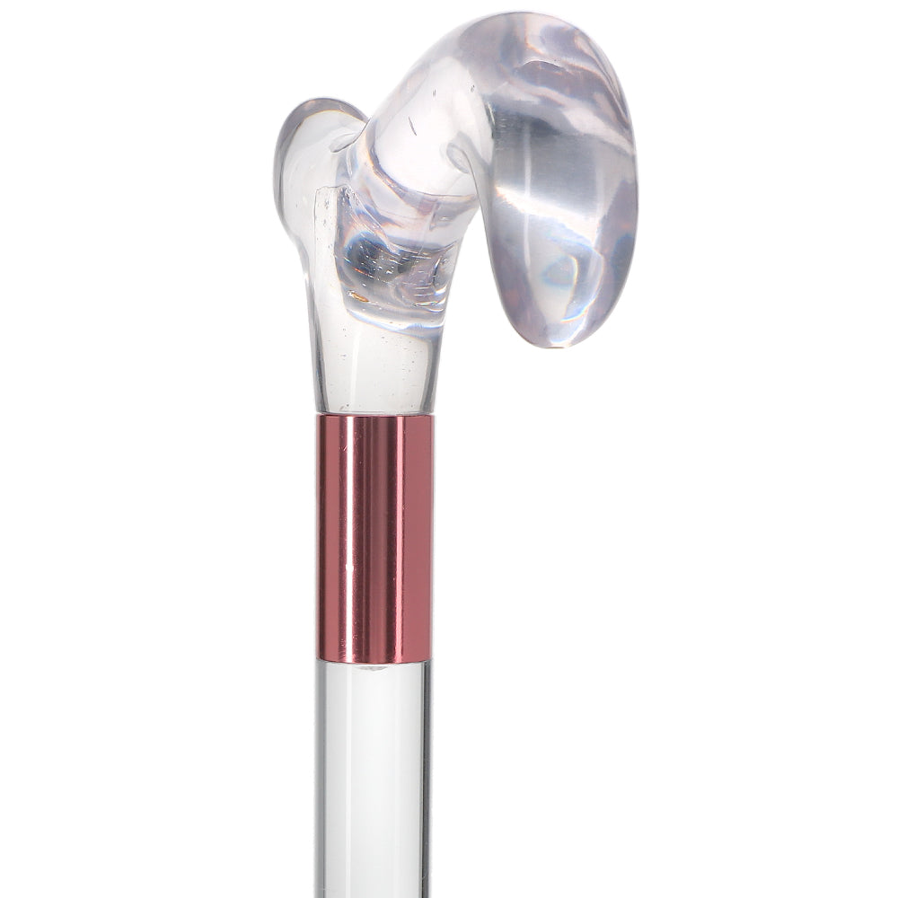 Elevate Style: Clear Lucite Cane with Customizable Collar
