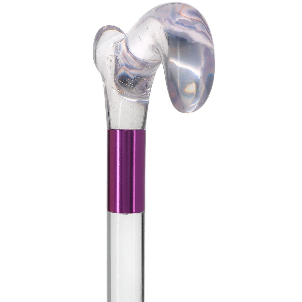 Elevate Style: Clear Lucite Cane with Customizable Collar