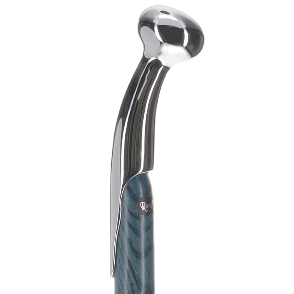 Twisted Blue Ash & Hame Chrome Walking Stick