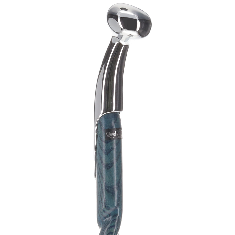 Twisted Blue Ash & Hame Chrome Walking Stick