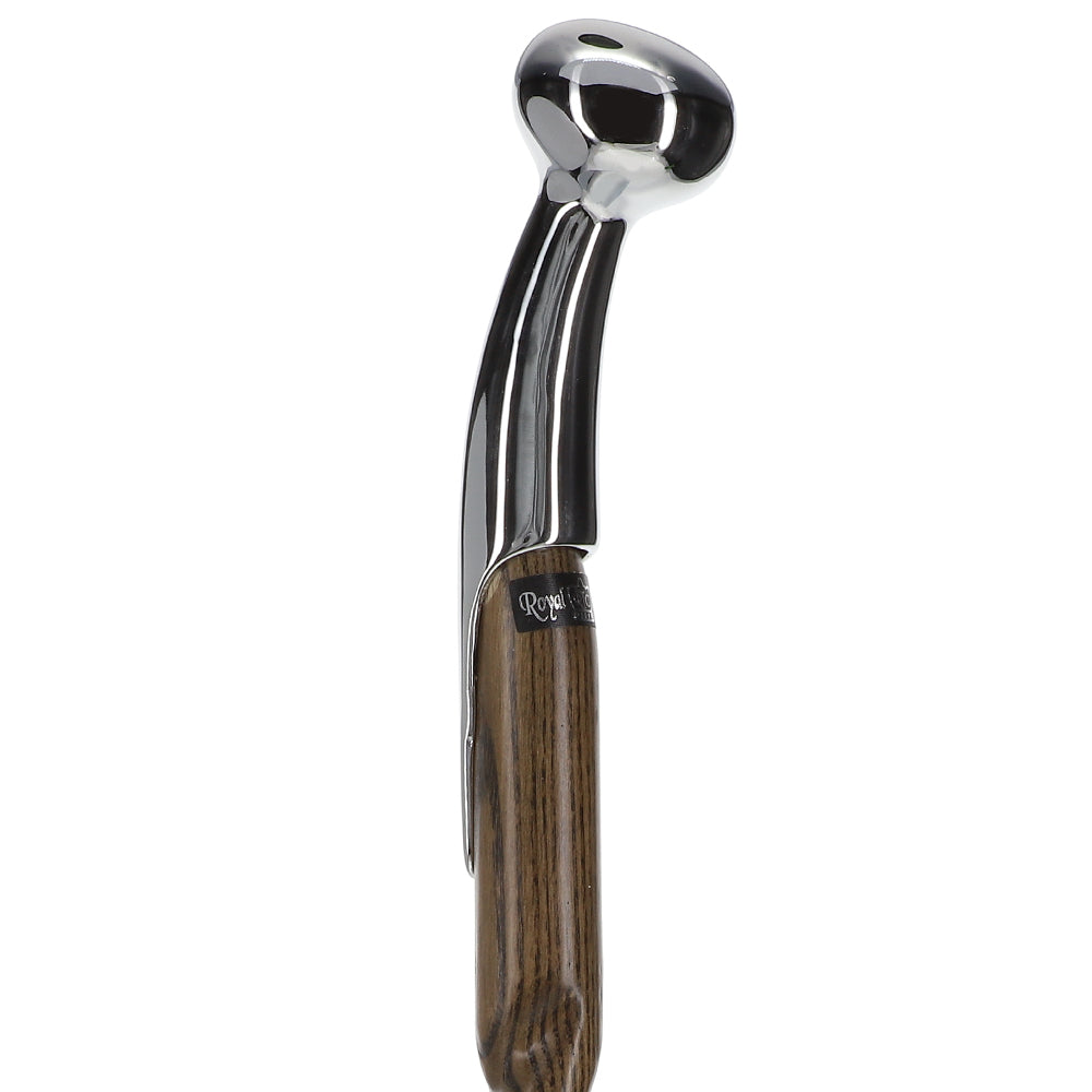 Premium Chrome-Plated Brass Hame Handle Stick: Twisted Ash Wood