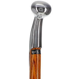 Espresso Hame Chrome Plated Handle Walking Stick With Twisted Ash Wood Shaft