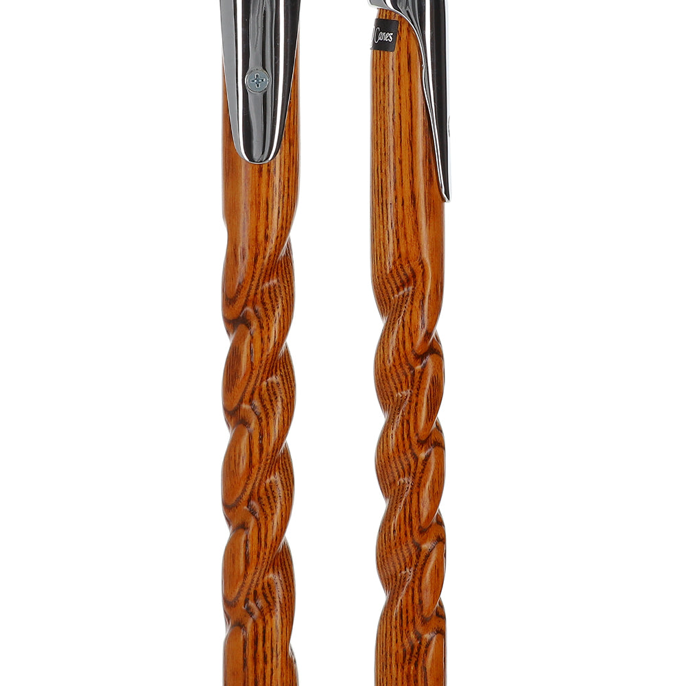 Espresso Hame Stick, Chrome Plated Brass & Twisted Ash Wood