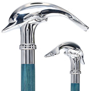 Dolphin Premium Chrome Brass Cane: Stained Custom Color Shaft