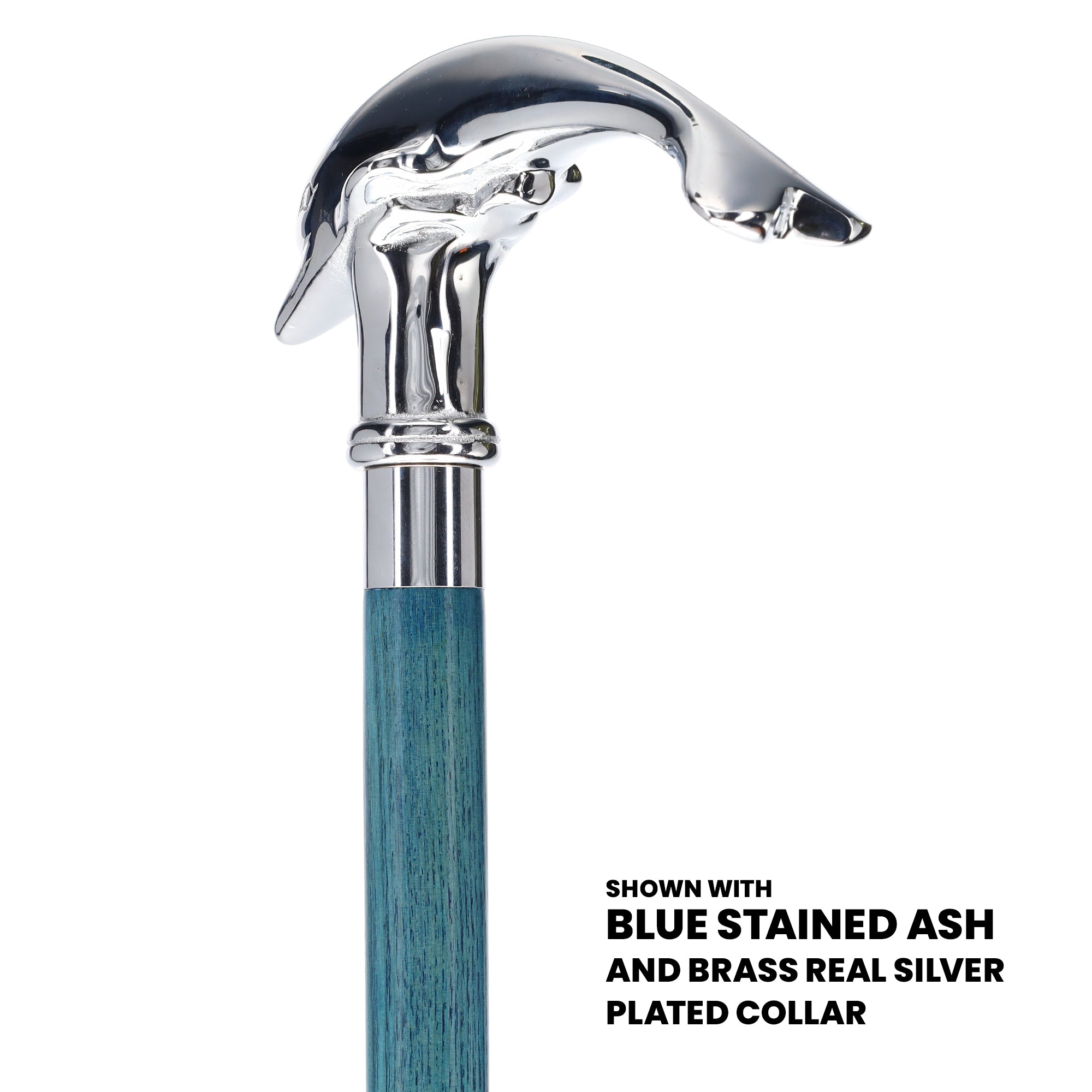 Dolphin Premium Chrome Brass Cane: Stained Custom Color Shaft