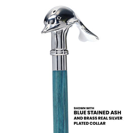 Dolphin Premium Chrome Brass Cane: Stained Custom Color Shaft