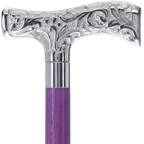 Exclusive Joker-Inspired Chrome T-Shape Cane: Stained Shaft