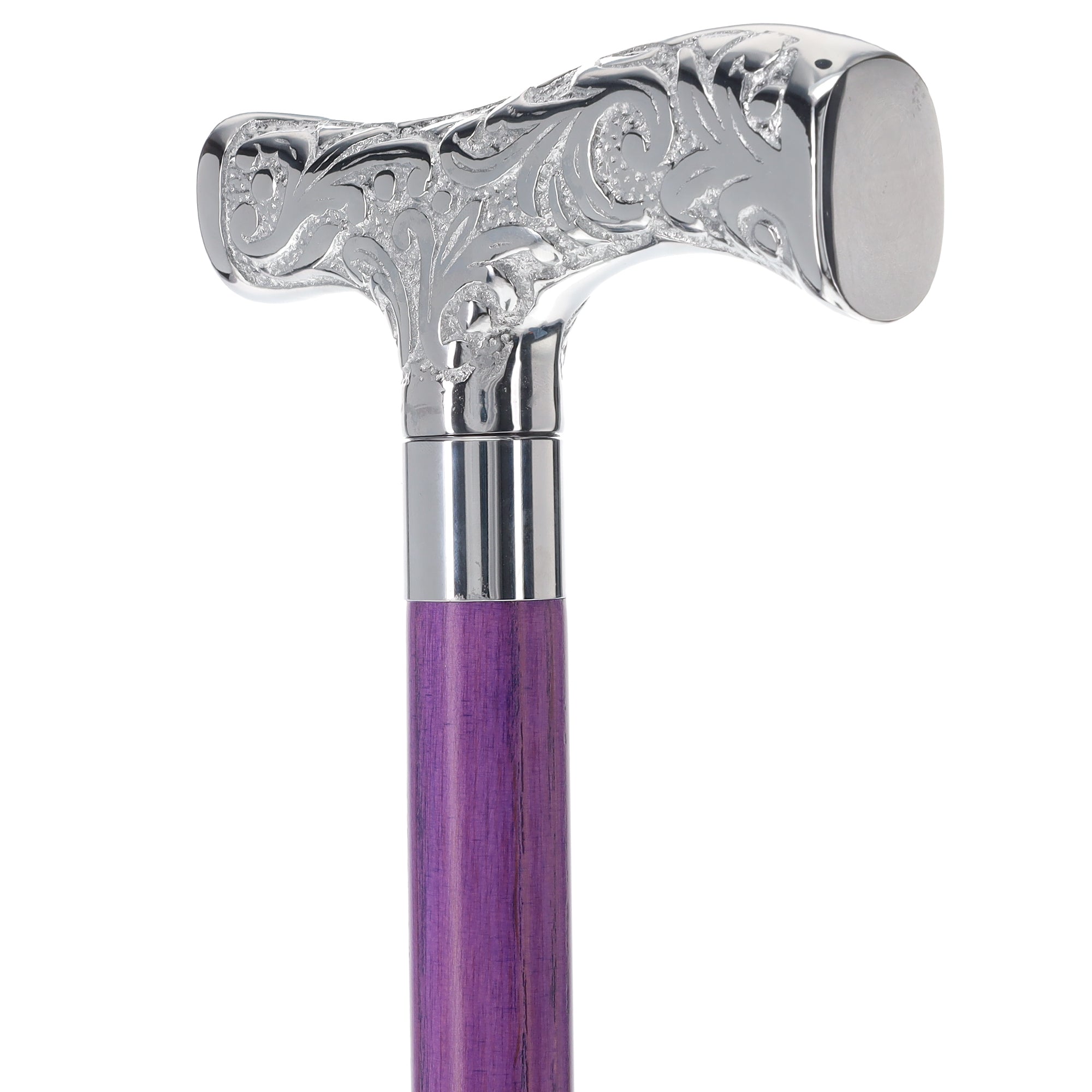 Exclusive Joker-Inspired Chrome T-Shape Cane: Stained Shaft